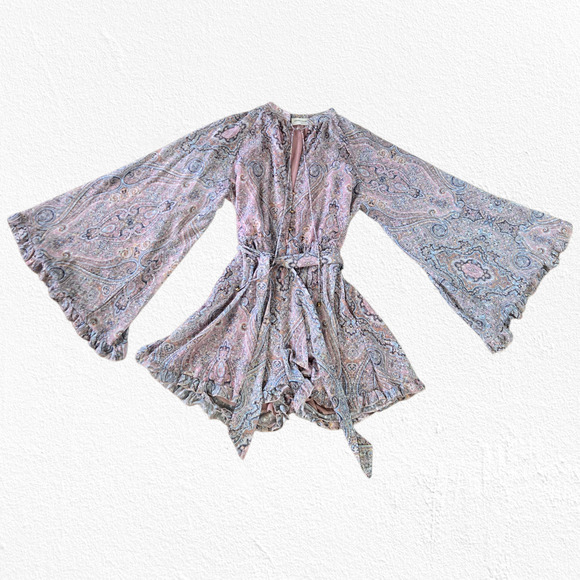 Boho Bell Sleeve Paisley Romper Festival Goodnight Macaroon Size Small Small - Picture 1 of 15